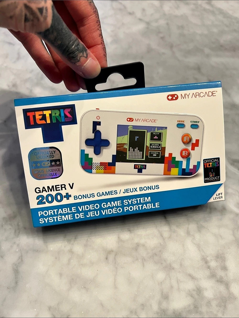 My Arcade Tetris Gamer V Handheld Game System in White & Blue